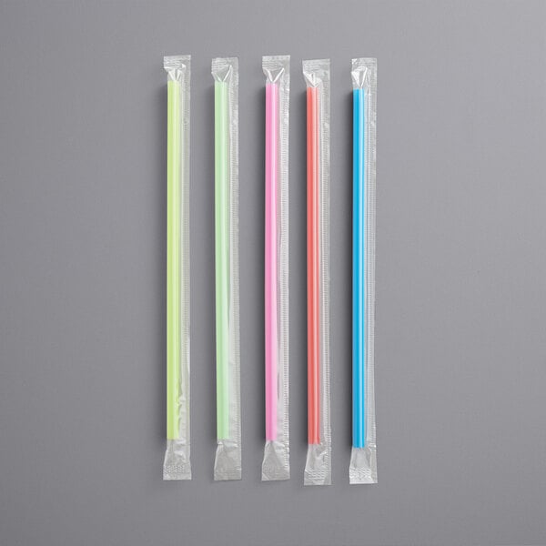 7.75" Jumbo Straw - Neon Colors - Unwrapped - Empress (5000/case)