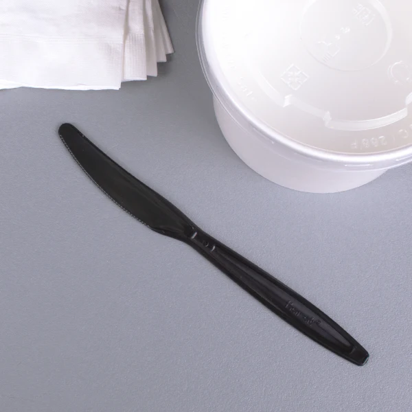 Individually Wrapped Heavy Weight Knife Black - Karat (1000/case)