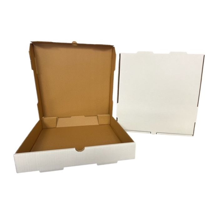 16" White Plain Pizza Box B Flute - Nemco (50/case)