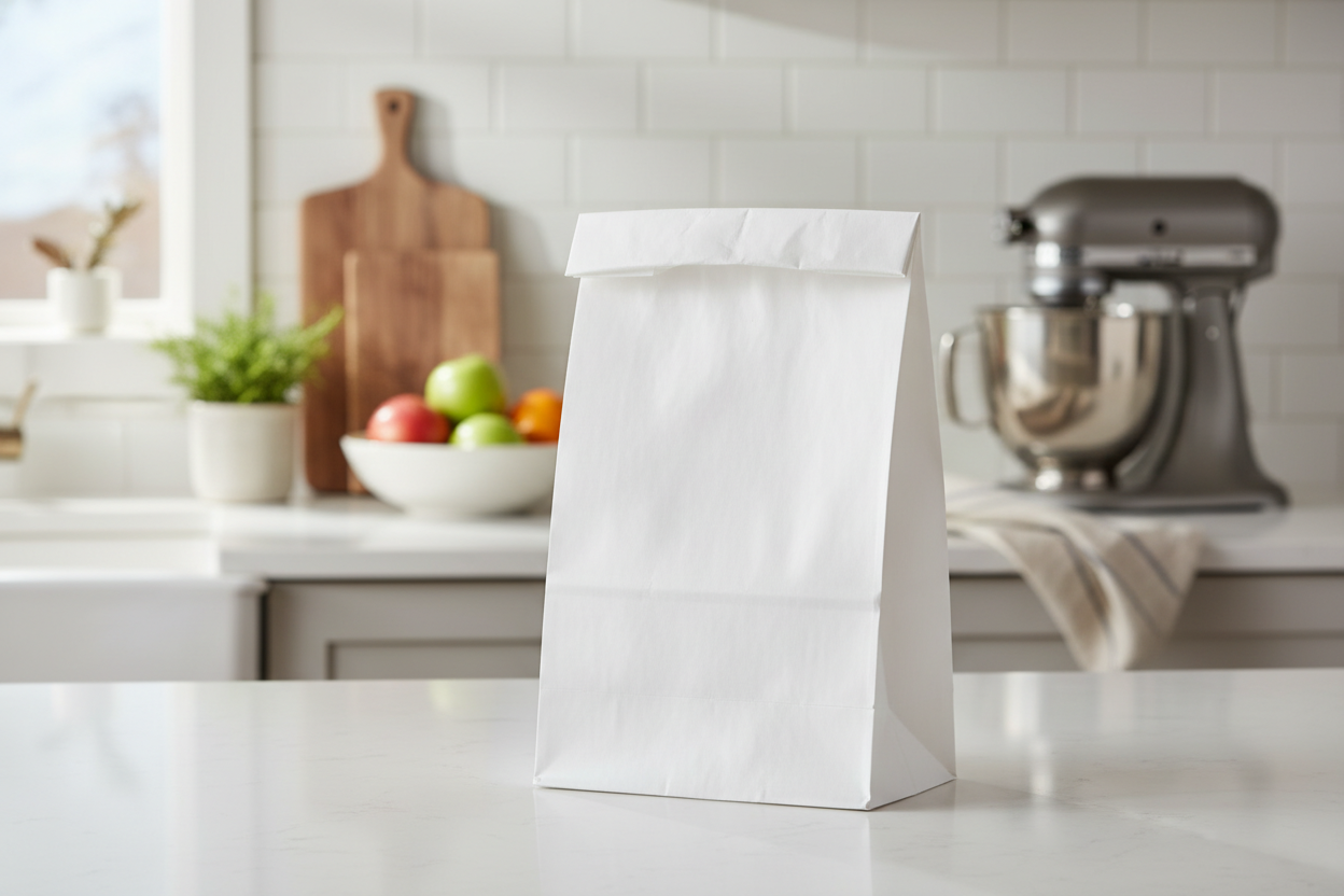 8 lb White Paper Bag - Custom - Endo (500/case)