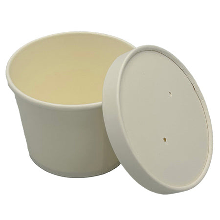 Paper Food / Soup Container w/Lid 12 oz White Combo – Empress (500/case)