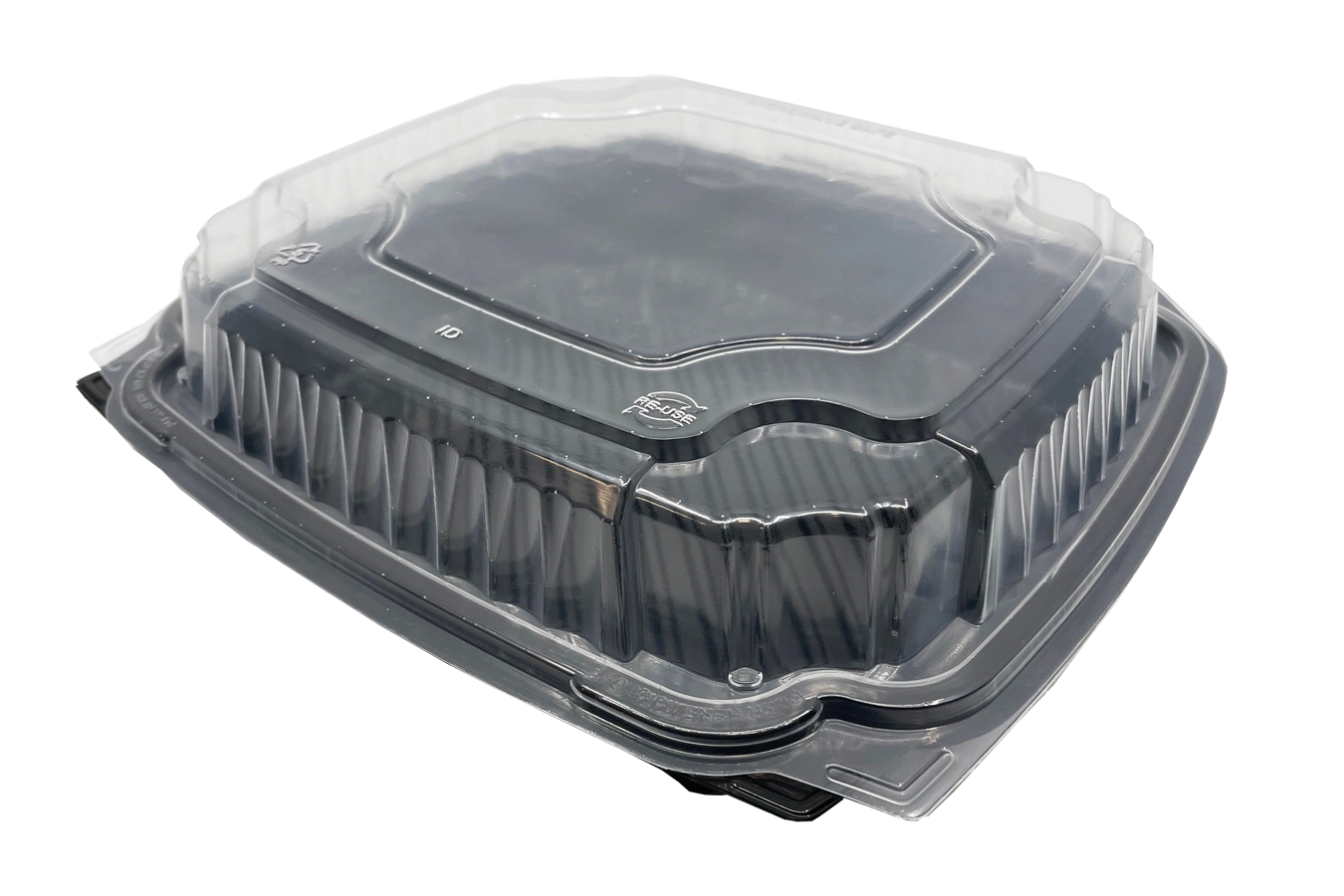 10x10 Hinged 1 Comp Cont Blk - Ecopax (150/case)